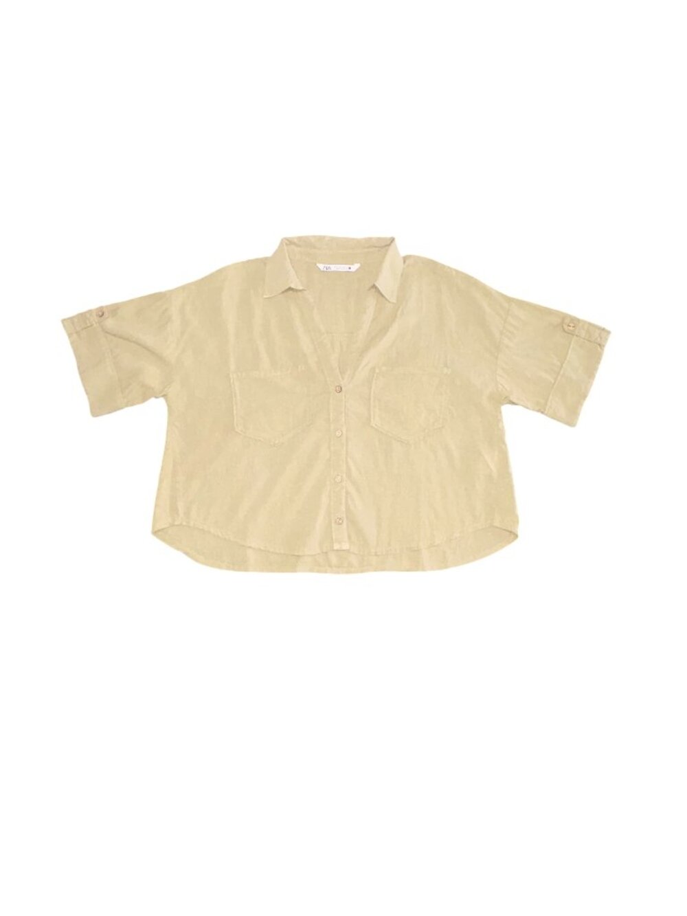 Zara Green Oversized Boxy Utility Workwear Shirt Pockets Womens Medium